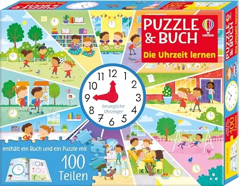 Puzzle & Buch: Die Uhrzeit lernen: enthält ein Sachbuch mit vielen Fakten und ein Puzzle mit 100 Teilen mit bewglichen Zeigern – für Kinder ab 6 Jahren (Puzzle-und-Buch-Reihe)