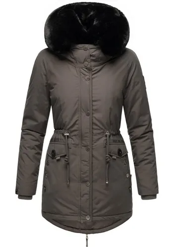 Navahoo Damen Warmer Winterparka Sweety Deluxe Anthracite Gr. XS - Funktionsjacke mit abnehmbarer Kunstpelz-Kapuze, wasserabweisendem Material und kuschelig gefütterten Taschen – ideal für kalte Herbst- und Wintertage.