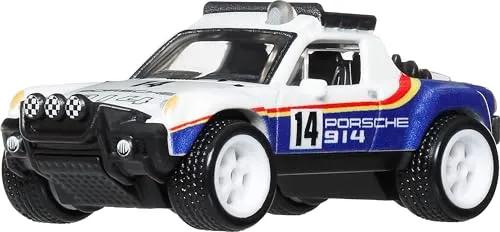 Hot Wheels Porsche 914 Safari Autokultur-Fahrzeug, hochwertiges Spielzeugauto im Maßstab 1:64 aus Druckguss mit Real Riders-Reifen und Metall-/Metallkarosserie und -Fahrgestell, JKF22