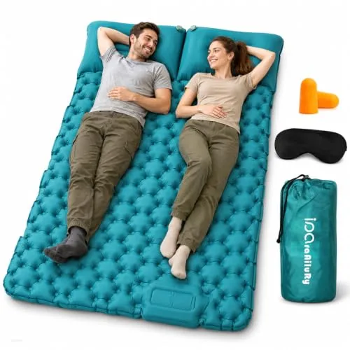 Luftmatratze Camping 120x200 cm Isomatte Camping Matratze mit Kissen | Aufblasbare Isomatte mit Fußpresse Pumpe,Aufblasbare Matratze,Kleines Packmaß luftbett 2 personen für Strand,Wandern,Trekking