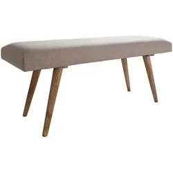 Sitzbank SALIM Beige 117x51x38 cm im Retro Stil - Sitzbänke im modernen Retro-Style mit üppiger Polsterung für höchsten Komfort. Handgefertigt aus robustem Mango-Massivholz, sorgt sie für einen stabilen Stand und schützt Ihren Fußboden mit Anti-Rutsch-Noppen.