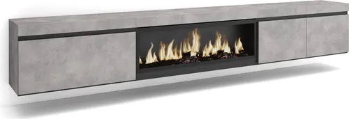 TV-Schrank mit Elektrokamin XXL, Zementgrau