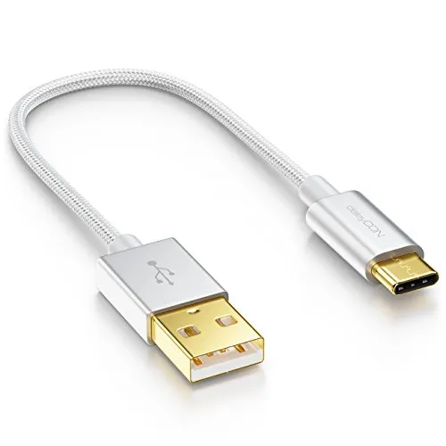 deleyCON 15cm USB-C Kabel in silber von deleyCON