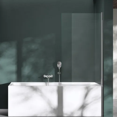 Mai & Mai Duschwand Cortona201 für Badewanne - Duschabtrennung aus 6mm ESG-Sicherheitsglas mit NANO-Versiegelung, schwenkbar und perfekt für Ihr Badezimmer. Breite: 80cm, Höhe: 140cm.