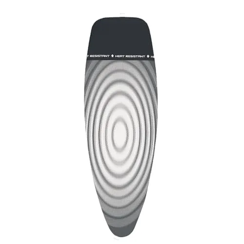 Brabantia Bügelbrettbezug D, Titan Oval, Größe D (135 x 45 cm) | Für Bügelbrett D, hitzebeständige Abstellfläche, Bezug aus 100 % Baumwolle mit 2 mm starker Schaumstoffschicht, waschbar