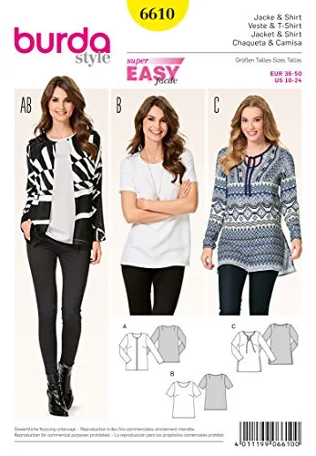 burda Schnittmuster Damen Jacke und Shirt 6610 Gr. 36-50