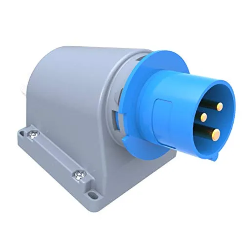 AW-Tools Camping Wand-Stecker geneigt CEE 16A/230V 2P+ E Caravan Boot IP44 Aufputz