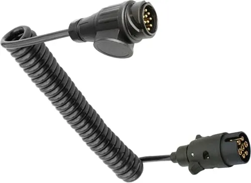 meinAnhängerersatzteil Spiralkabel Verbindungskabel für Anhänger 7pol. - 13pol. Stecker - ca. 3m