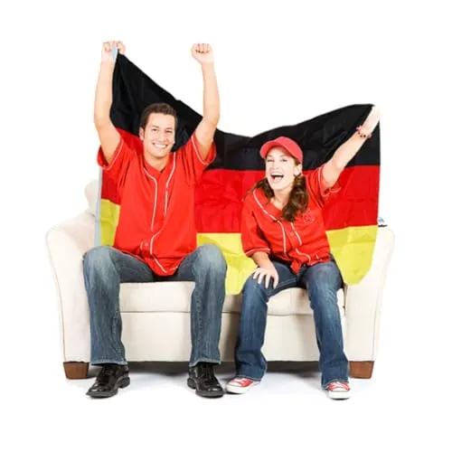 eyepower Deutschland Flagge 145 x 87 cm aus strapazierfähigem Polyester - Deutschlandfahne mit Ösen zum Aufhängen - Outdoor Fahne als Gartendeko und Fanartikel für Party Balkon Fußball Festival