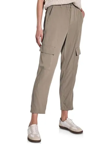 STREET ONE Damen A379040 Paperbag Hose im Cargo-Look in beige von Street One