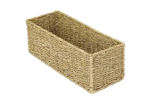 HMF Aufbewahrungskorb Aufbewahrungskorb Badezimmer, Korb geflochten aus Seegras, 38 x 15 x 14 cm