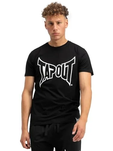 Tapout Herren T-Shirt Lifestyle Basic Tee Normale Passform, Black/White, XL