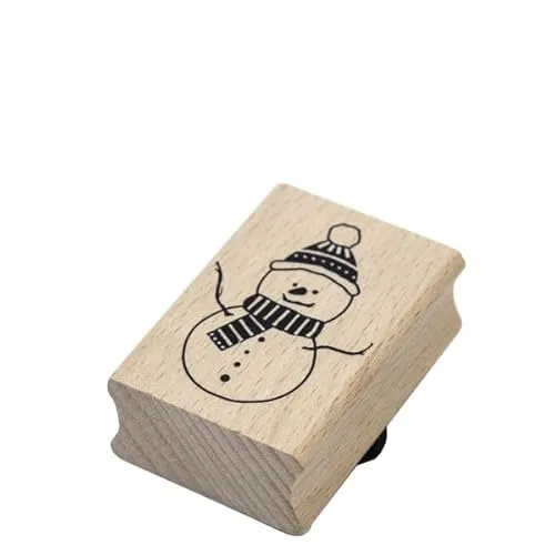 Artoz Stempel – Holzstempel – „Schneemann“ – 50 x 35 mm – Motivstempel zum Kartenbasteln für Weihnachten, Einladungen, Grüße
