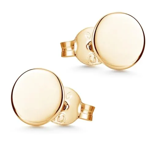 Materia Plättchen Ohrstecker Silber 925 gold flach SO-383-4mm - Ohrringe für Damen, flache 4mm Plättchen aus 925 Sterling Silber, mit edler Gelbgold-Vergoldung - perfekt kombinierbar und ideal als Geschenk.