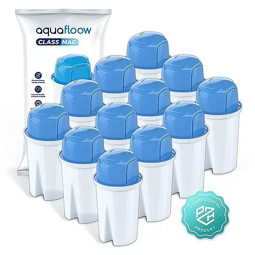 Aquafloow Magnesium Wasserfilter Kartuschen für Wasserfilter Kanne, Säubern das Wasser und Reichern Es Mit Magnesium An | Ersatz für Dafi Classic, Aquaphor B15, Brita Classic, Laica – 12 Stück