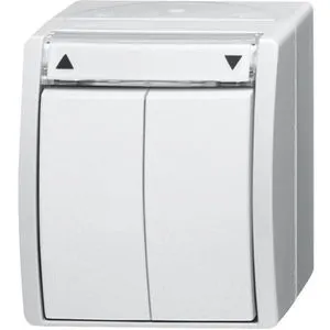 Busch-Jaeger Lichtschalter Ocean, alpinweiß - Smart Home Jalousieschalter für Feuchträume, spritzwassergeschützt nach IP44, ideal für sichere und einfache Steuerung in Badezimmern oder Küchen.