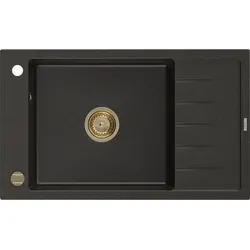 Mexen Elias Granitspüle Schwarz/Gold, 1 Becken mit Abtropffläche