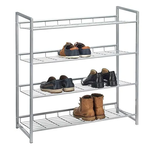 CARO-Möbel Schuhregal SYSTEM - Elegante Schuhablage mit bis zu 5 Fächern - Schuhregal in silber lackiert, bietet Platz für bis zu 20 Paar Schuhe. Das moderne Metallgestell vereint Funktionalität und Stil und ist der perfekte Ordnungshelfer für Ihren Flur.