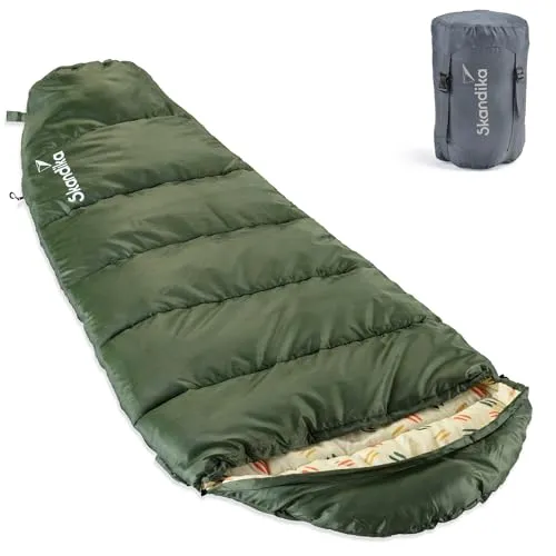 Skandika Vegas Junior Kinderschlafsack - Schlafsack für Kinder mit weichem Innenfutter und wasserabweisendem Material, ideal für Camping und Übernachtungen, Komfortbereich von 12 bis 3 °C.