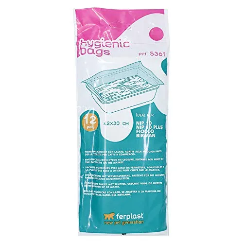 Sacchetti igienici toilette gatto gatti Nip 10 Ferplast 12 pezzi 43x30 lettiera