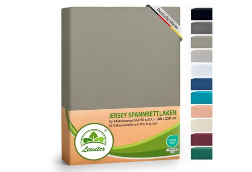 leevitex® Spannbettlaken Luxus Elasthan Jersey Spannbettlaken, Gummizug: Rundum-Gummizug