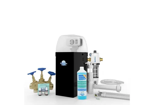 Aquintos Wasseraufbereitung Kalkfilter Enthärter ShinySoft10 Weichwasseranlage Enthärtungsanlage Kabinettanla, Zubehör für Anschlussarmatur inkl. Vorfilter, Weichwasseranlage Enthärtungsanlage