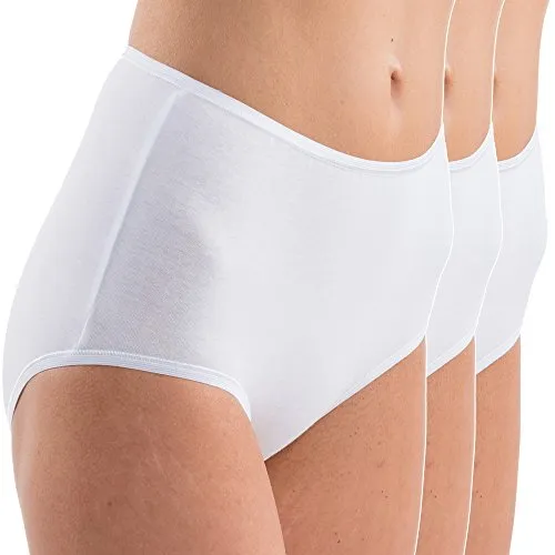 HERMKO 17011 3er Pack Damen Maxi-Slip aus Baumwolle/Modal, Farbe:weiß, Größe:52/54 (XXL)