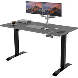 POKAR Höhenverstellbarer Schreibtisch Höhenverstellbar Elektrisch Bürotisch mit Tischplatte, Größe:120x60, Farbe:Dunkelgrau - Schwarz