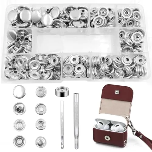Stück Druckknopf Set, 15mm Druckknöpfe Metall mit Fixierwerkzeug Snap Fastener Kleidung Snaps Taste für Leder DIY Craft Brieftasche Handtasche 300