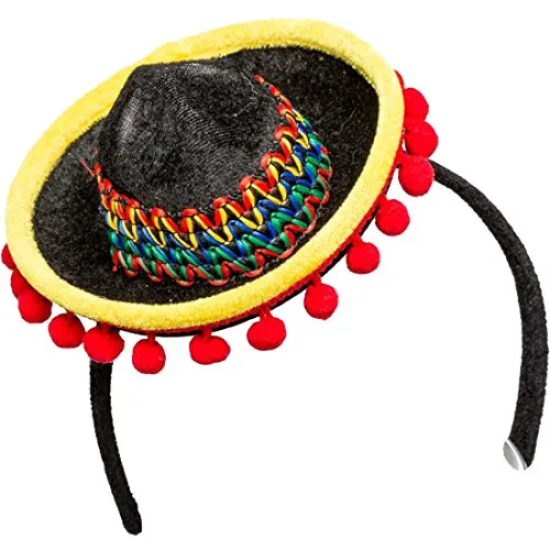 Amakando Minihut Mexikanerin Mini-Sombrero Miniatur Mexikanerhut Minizylinder Strohhut Fascinator Spanien Tequila Kopfschmuck
