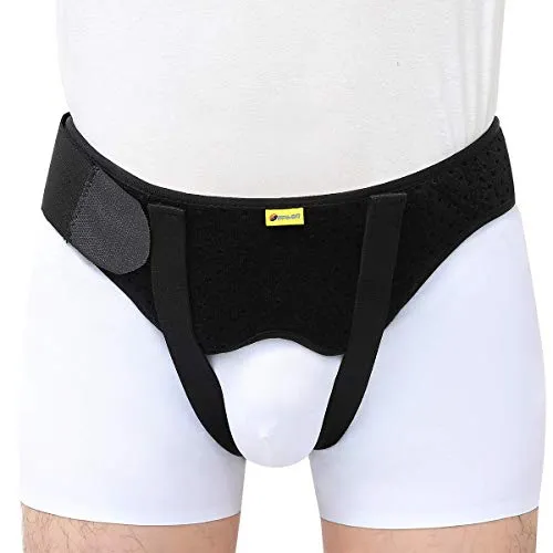 Tenbon Herniengürtel für Männer und Frauen, flexibel, verstellbar, Leistenbruchgürtel, Stützband, Schmerzlinderung, Erholungsgurt mit 2 abnehmbaren Kompressionspolstern, bequemes Material (L)