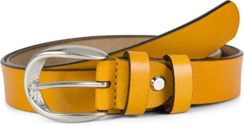 styleBREAKER Unisex schmaler Echtleder Gürtel in Curry in gelb von styleBREAKER