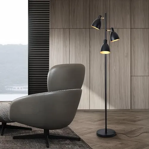 lux.pro Stehlampe Witney 3-flammig Schwarz - Standleuchte mit einzigartigem Design, ideal für Wohnzimmer oder Büro. Mit 3 E14 Fassungen für individuelle Beleuchtung und praktischem Fußschalter für einfachen Komfort.