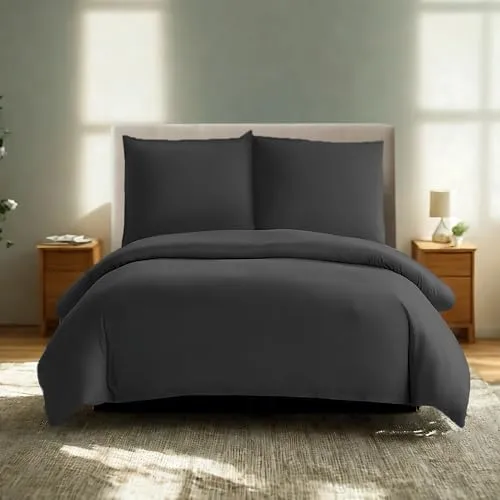 Komfortec Premium Superweiches Bettwäsche 2teilig 155x220 cm Bettbezug + 80x80 cm Kissenbezüge, gebürstet 100% Mikrofaser, Anthrazit
