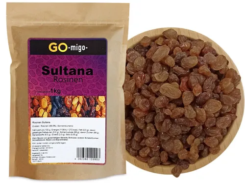 1kg Sultaninen Sultanas ungesüsst - Top & Frisch - Trockenfrüchte & -gemüse, 100% natürliche Sultana Rosinen aus Usbekistan, ideal für gesunde Snacks und zum Backen.