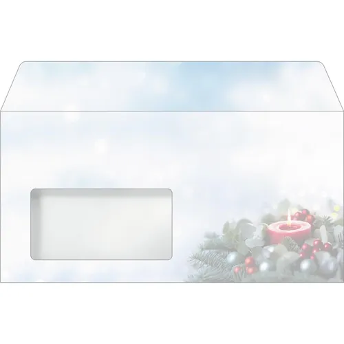 Weihnachtsumschlag DIN lang 90g 50 Stück Candlelight Cheer in grün von SIGEL