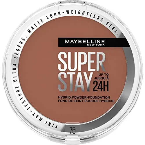 Maybelline New York 2-in-1 Puder Make-Up, Wasserfest und mattierend mit hoher Deckkraft, Super Stay Hybrid Powder Foundation, Nr. 75, 1 Stück