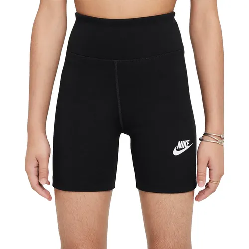 Nike Mädchen Fz5581-010_m Shorts – Black/White, M EU - Stylische Fahrradhosen für Mädchen mit hohem Bund für optimalen Komfort. Strapazierfähiges und leichtes Material für unbeschwerten Fahrspaß.