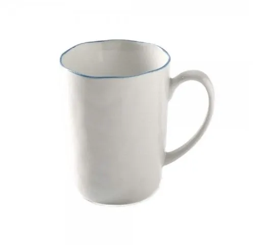 Lambert Tasse Henkelbecher Piana Weiß Rand Hellblau