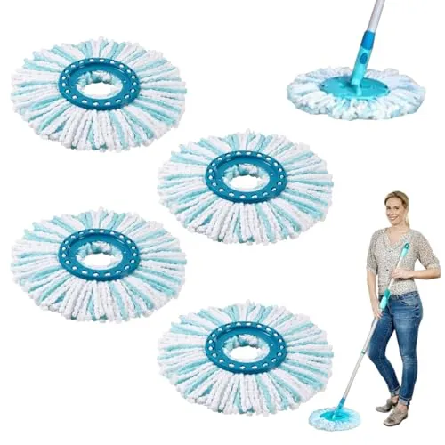 Dyaucwpo 4 Stück Ersatzkopf Kompatibel mit Leifheit Clean Twist Disc Mop, Moppkopf Ersatz Mikrofaser, Wischmopp Rund Bodenwischer Ersatzteile Sehr Saugfähiger, 2-Faser-System für Alle Bodenarten