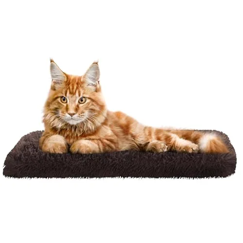 Katzen Fensterliege Fensterbank rutschfest - Katzenbett Fensterbank 50x25 cm - Weich & Kuschelig - Fensterliege für Katzen Selbstheizende Katzendecke - Waschbarer Bezug (Braun)