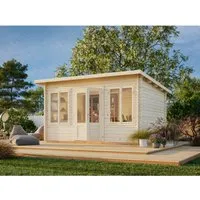 Gartenhaus Palmako Lisa 11,5 m² mit Fußboden - Geräumiges Gartenhaus mit Pultdach aus hochwertigem Holz, ideal für Lagerung und Freizeitgestaltung im Garten.