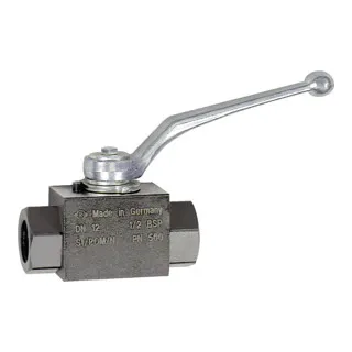 RIEGLER 103517-392.24 Kugelhahn - Hochdruckausführung mit G-Innengewinde aus robustem Stahl, ideal für Anwendungen bis 500 Bar und Temperaturen von -10 °C bis +100 °C.