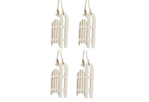 Annastore Dekohänger 4 x Dekoschlitten aus Holz Holzschlitten klein zur Deko Baumschmuck, Länge 9 cm
