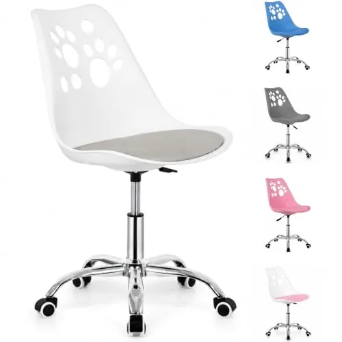 SPRINGOS Schreibtischstuhl Kinder ab 6 Jahren Weiß höhenverstellbar + Kinderschreibtischstuhl ergonomisch mit Rollen & pflegeleichtem Sitz – schreibtischstuhl Kinder skandinavisches Design