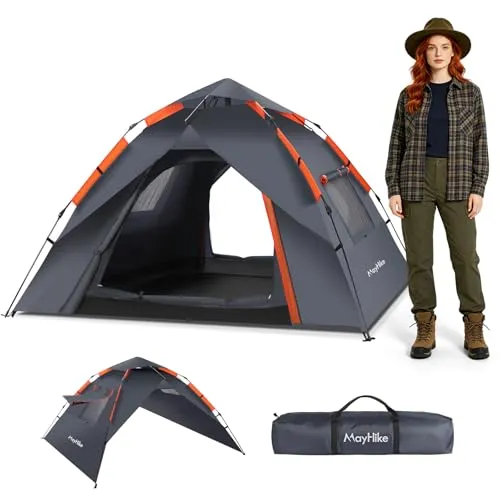 Mayhike Pop Up Zelt 2 Personen – Automatisches Wurfzelt mit 2 Türen & 2 Fenstern
