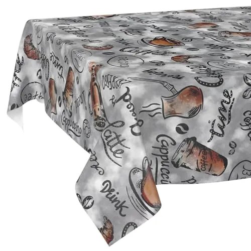 Wachstuchtischdecke Tischdecke abwaschbar Wachstischdecke pflegeleicht wasserabweisend Lotuseffekt Gartentischdecke Coffee Kaffee 90 x 130 cm Schnittkante