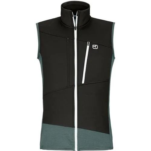 Ortovox Fleece Grid Weste Men XXL - Dark Arctic Grey - Funktionsjacke für Alpintouren, bietet optimale Bewegungsfreiheit und atmungsaktive Merinowolle für beste Temperaturregulierung.