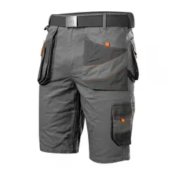 NEO TOOLS Herren Kurze Arbeitshose mit Gürtel