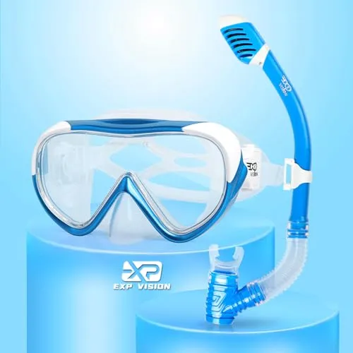 Kinder Taucherbrille 180° Panorama Kind Schnorchelmaske, Anti Nebel Tauchmaske gehärtetes Glas Schwimmmaske Junge Silikon Tauchermaske Mädchen Schwimmbrille mit Nasenabdeckung 4-16